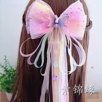 Ancient style super fairy deer bow hair ribbon hairclip hair band long ribbon tassel hair accessories childrens headdress Hanfu