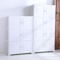 Small Household Type Home Plastic Wardrobe Thickened Double Open Door Containing Cabinet Bedroom Baby Closet Children Locker Bookcase