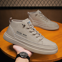 Winter high-top shoes men 2021 new trend wild leisure students Sports Plus velvet warm leather Martin cotton shoes