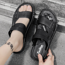 Sandals mens 2022 new summer casual beach cool drag trendy outside wearing non-slip and abrasion resistant Vietnamese driving slippers
