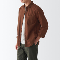 No-print good products MUJI mens flannel flannel shirt