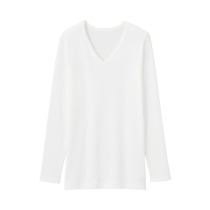 Unstamped Good Pink MUJI Mens cotton wool winter lingerie V neck long sleeve shirt