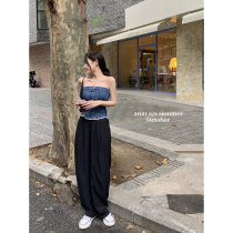 Black suit pants womens summer thin high waist drape pants loose casual pants slim Joker pants tide