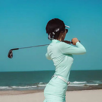 Gold New GOLF Women spring summer and autumn long sleeve quick dry top breathable outdoor Jersey A- line dress skirt suit