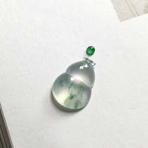 Myanmar jade pendant ice floating flower gourd 18K inlaid jade pendant natural jade pendant can be customized