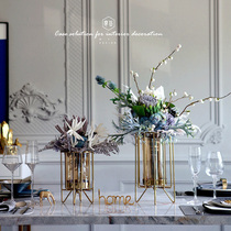 Modern light luxury metal Glass Vase ornaments simulation floral arrangement creative home decorations living room TV cabinet
