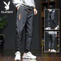 Playboy winter down pants mens Korean version of the trend to wear long pants outside the cold velvet thickened warm cotton pants