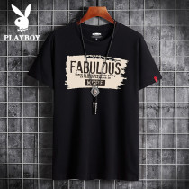 Flowers Playboy short sleeve T-shirt for men Summer currents Ins handsome Pure Cotton Compassionate Tide Cards Loose clothes Mens clothes