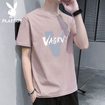 Flowers Playboy Men T-Shirt Short Sleeve Summer Pure Cotton Ins Trend Casual Compassionate Round Collar Half Sleeve Mens Clothing