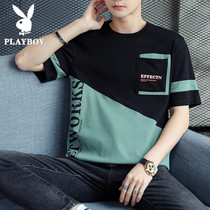 Playboy short-sleeved t-shirt mens summer fashion brand pure cotton trend ins ice thin section t-shirt half-sleeve top clothes