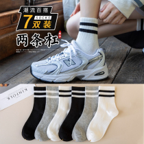 Socks Children Summer Middle Cylinder Socks Pure Cotton Ins Tidal Net Red spring and autumn season white long cylinder outwear with shark pants movement