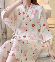 Sleeping robe woman 2022 New long sleeves cartoon Cartoon Pure Cotton Bathrobe Clothes Big Code Spring Summer Day Printed Sleeping Dress Pyjamas