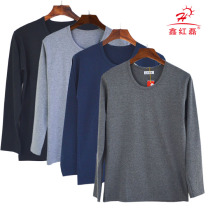 Pure Cotton Men Low Collar single piece Autumn Clothes Round Collar Workout Mid Aged Thin blouses Jacket Sweatshirt Hooded Sweatshirt Undergarment