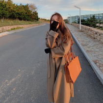 Mo Xinxin Camel double-sided cashmere coat womens long woolen coat autumn and winter Korean version of loose double-sided tweed coat