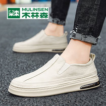 Mulinsen mens shoes 2021 new trendy mens white shoes casual summer breathable and deodorant pedal doudou shoes men