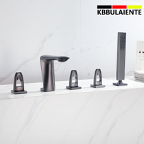 German Seiko light luxury gun gray five-piece set black all copper bathtub faucet split hot and cold brushed gold faucet