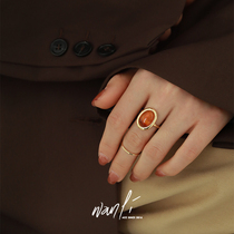 Lali jewelry) French retro resin metal open ring female niche design sense simple personality