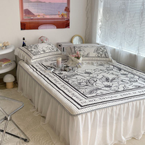 Retro Herben Wind Black & White Teenage Girl Hearts Latex Mat Three Sets Summer Air-conditioned Room Ice Silk Soft Mat Machine Washable