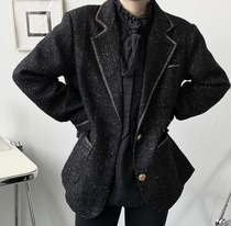 Fall winter short woolen casual small fragrant wind coat men Joker temperament tweed slim padded suit collar coat