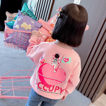 Girls sweatshirt early spring 2022 new spring and autumn childrens dress undershirt spring clothing foreign air and childrens spring trendy