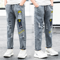 Boys jeans 2021 new spring and autumn foreign style childrens trousers casual pants