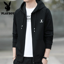 Playboy 2021 spring and autumn new cardigan sweater men hooded zipper trend ins mens top jacket