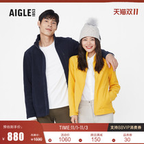 AIGLE autumn and winter couples with the same style mens warm and comfortable quick-drying elastic full-pull fleece jacket