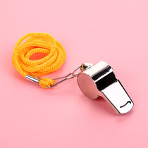 Hardcover single plastic box referee whistle metal stainless steel competition whistle with rope sound loud lanyard