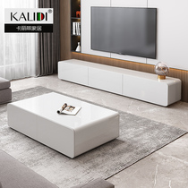 TV Cabinet Tea Table Composition Modern Minima Living Room Nordic Style Small House New White Baking Lacquered Extremely Minimalist Cabinet