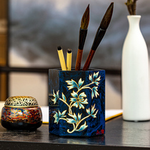 Pingyao lacquerware pen holder Year of the ox ornaments office men and women large-capacity high-end business creative antique desktop gifts