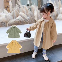 Girls  coat spring and autumn childrens windbreaker 2021 new Korean version of the top female baby western style princess autumn British style
