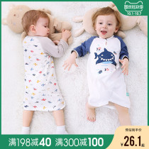 Childrens nightgown baby pajamas spring and autumn cotton baby Autumn thin boy boy nightgown long sleeve conjoined long