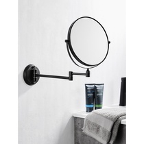 Nordic black net red makeup mirror free hole bathroom Bathroom vanity mirror Wall-mounted folding telescopic beauty mirror
