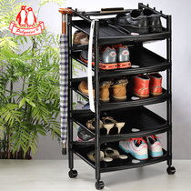 Rotating shoe rack simple multi-layer removable with wheels large capacity plastic into the home shoe cabinet door space