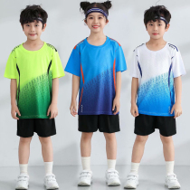 Kids table tennis suit boys short sleeve badminton shirt girls quick dry sports suit tennis suit top custom summer