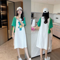 Maternity dress summer new small loose not show the mind dress top summer dress mid-length belly skirt women