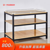 Supermarket milk pile head Display rack beverage promotion table display frame steel wood shelf thickened gift box washing floor pile