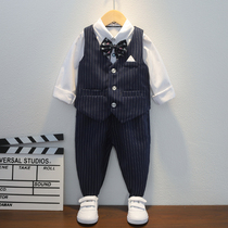 Boys suit spring and autumn English style dress childrens piano performance small host suit baby flower boy autumn dress