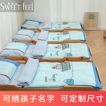 Kindergarten quilt three-piece set spring cotton children nap six-piece set baby into the garden quilt with core bedding green