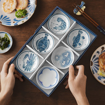 Creative blue and white porcelain sauce plate mini chopsticks rack personality Soy sauce vinegar dish dipping dish household seasoning dish