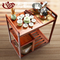Mobile tea table Solid wood tea cart Simple household small tea table cabinet Tea tray Tea set Automatic kettle set one