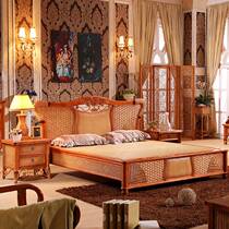 Indonesian Imported Vines Bed Southeast Asia Luxurious High-end Rattan Bed Rattan VINE WOOD BED VINE WOOD BED WOOD DOUBLE RATTAN BED