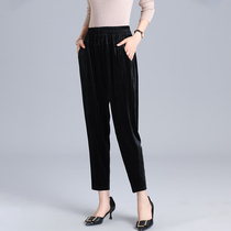 Middle-aged wide-leg pants womens spring and autumn new gold velvet long loose straight tube mom autumn thin pants