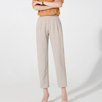2021 summer casual high waist middle-aged womens pants large size loose thin mom age reduction spring and autumn nine-point long pants