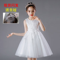 Girl Princess dress 2023 new white dress for childrens angry girl summer poony dress dress