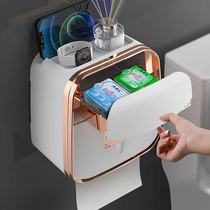 Japanese toilet tissue box waterproof wall-mounted toilet shelf toilet toilet paper roll paper free punching