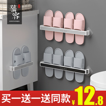 Bathroom shoe rack wall-mounted non-perforated toilet wall toilet storage artifact shoes drain rack