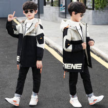 Childrens clothing boys autumn jacket 2021 new middle and Big Boy Spring and Autumn Winter foreign style plus velvet thick windbreaker