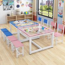 Double-layer calligraphy table cram school splicing children's art table primary school training chair set table and chair education school