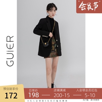 GUIER Black Suit Jacket Woman 2022 New Spring Autumn Advanced Design Sensation Little Crowdsuit Blouse